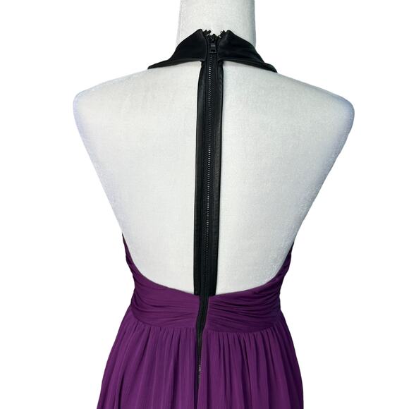 ALICE + OLIVIA Womens 2 Purple Chiffon Sleeveless Runnie Leather Back Maxi Dress - Picture 10 of 12